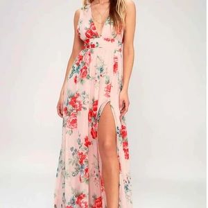 Lulus Garden Meandering Blush Floral Print Maxi Dress M